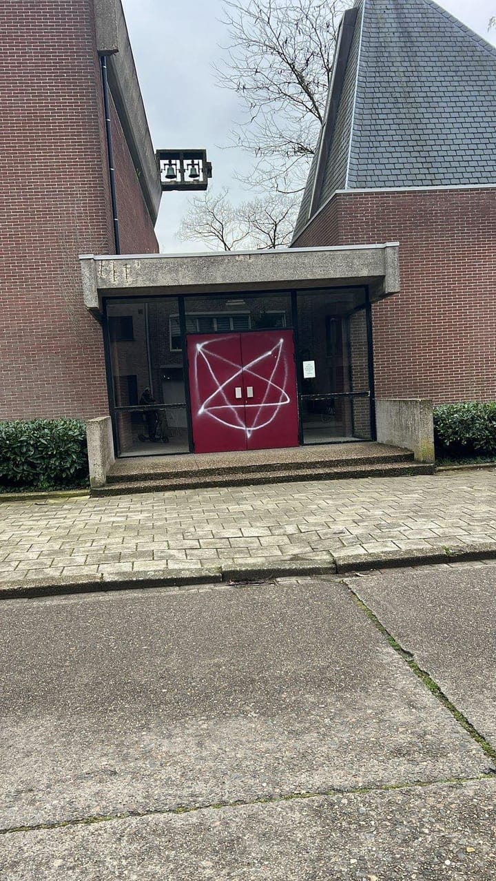 Chaldean Catholic Church in Antwerp Vandalized with Satanic Symbol